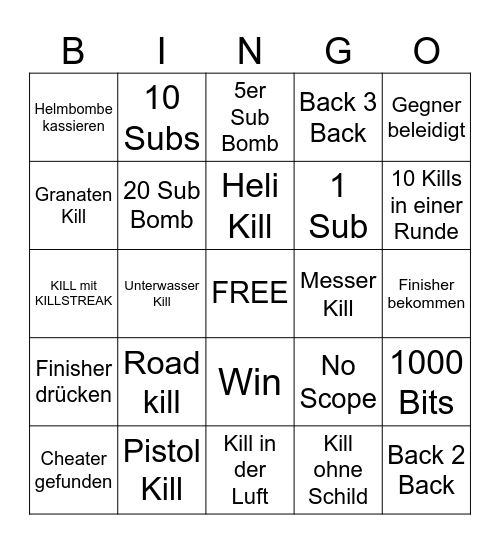WARZONE BINGO Card