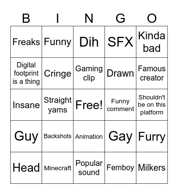 Sus shorts Bingo Card