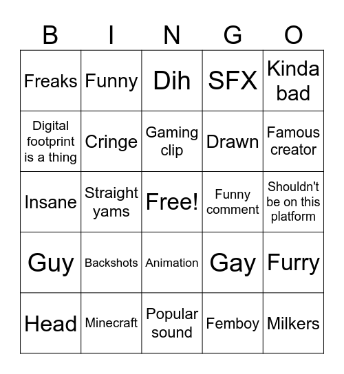Sus shorts Bingo Card