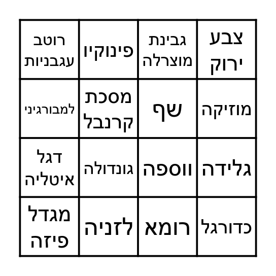 חידון איטליה :) Bingo Card