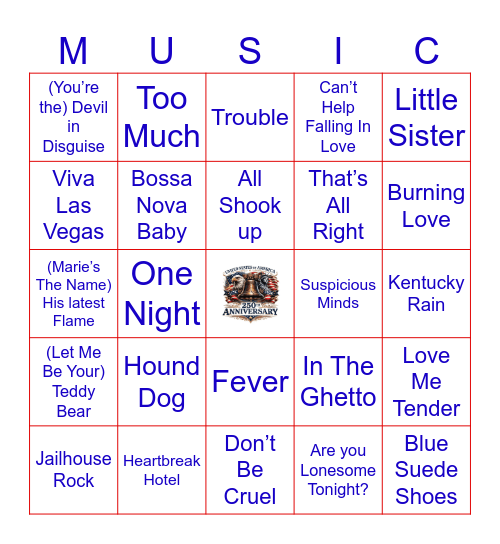 Elvis Presley: Rise Of The King Bingo Card