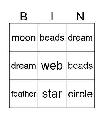 Dreamcatcher Bingo Card