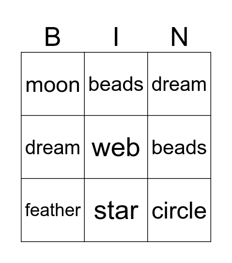 Dreamcatcher Bingo Card