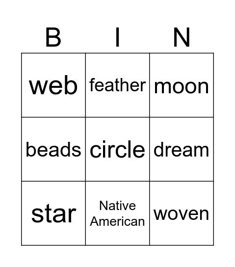 Dreamcatcher Bingo Card