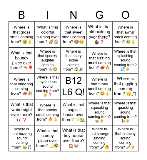 B12 L6 Where is that strange smell coming from? 👃❓ Bingo Card