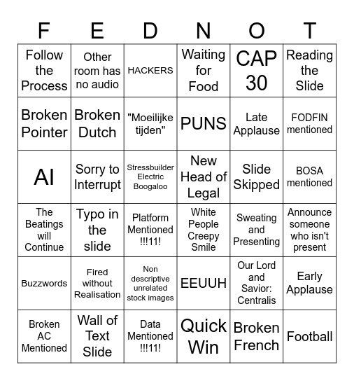 Infosession Bingo Card