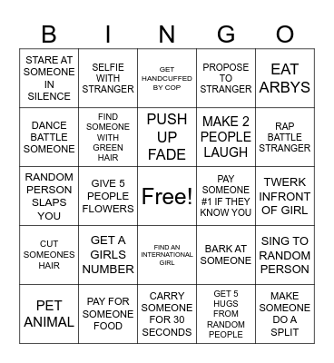 STREAMER IRL BINGO Card