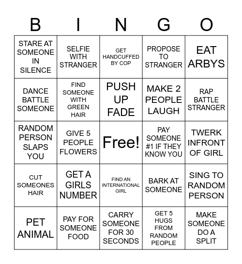 STREAMER IRL BINGO Card