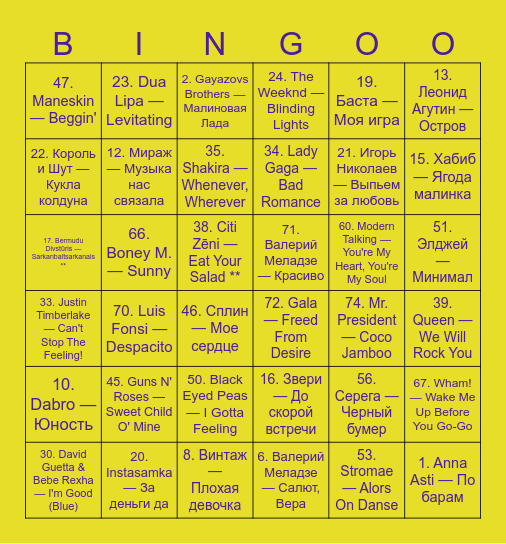 Muzbingo Card
