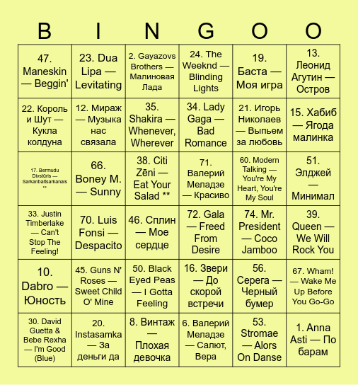 Muzbingo Card