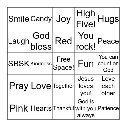 Valentine's Day Bingo Card