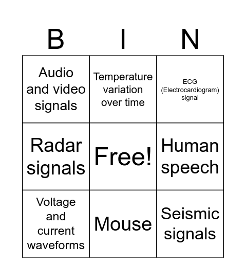 Computer Bingo Card