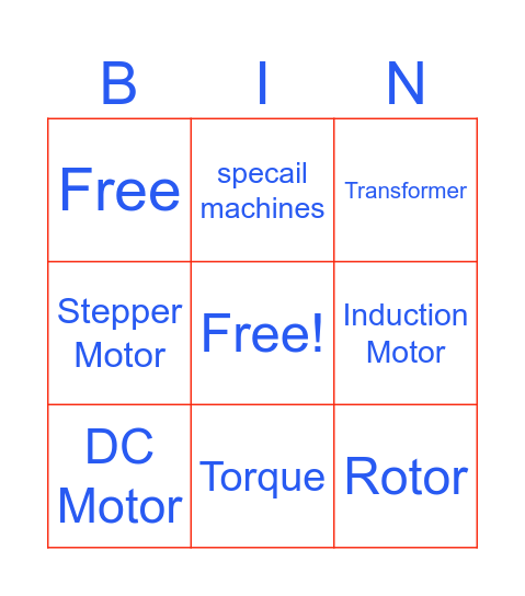 machines Bingo Card
