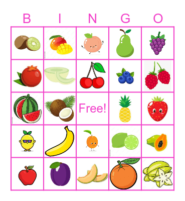 Fruit Bingo Card
