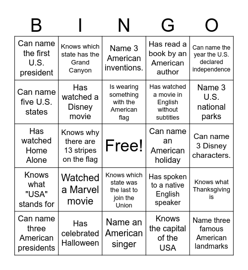 BINGO Card