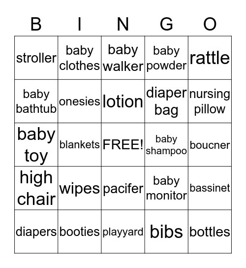 Baby Shower  Bingo Card