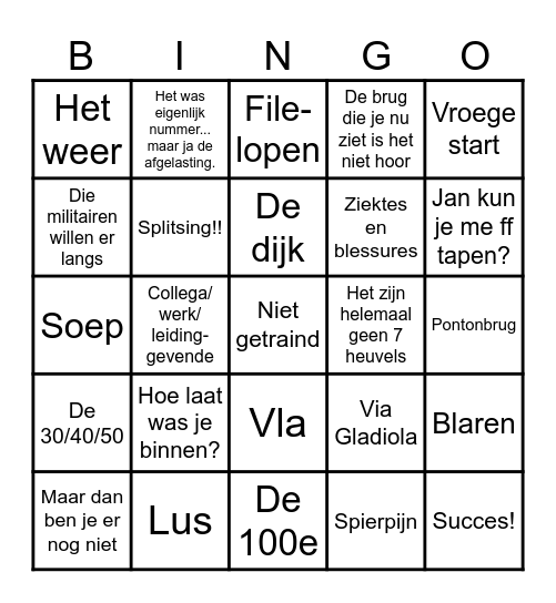 4daagse Bingo Card