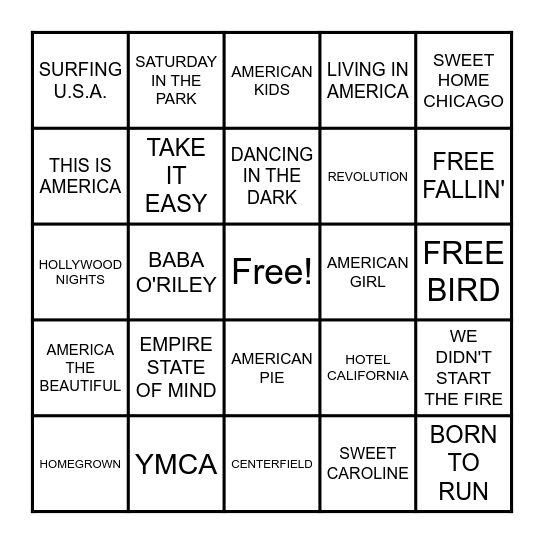 HAPPY 4th OF JULY Bingo Card