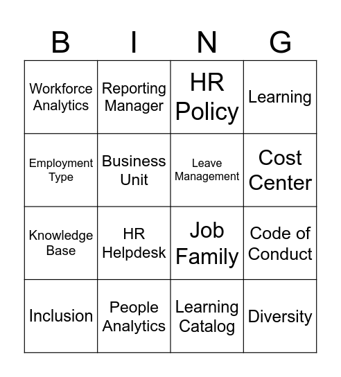 The Success Grid Bingo Card