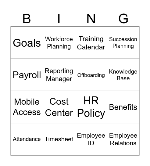 The Success Grid Bingo Card