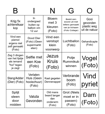 Vakantie Bingo 2026 Bingo Card