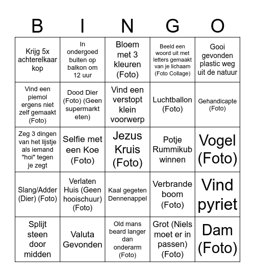 Vakantie Bingo 2026 Bingo Card
