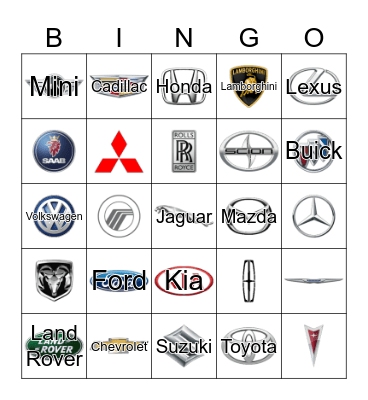 45 Automobile Logos Bingo Game Bingo Card