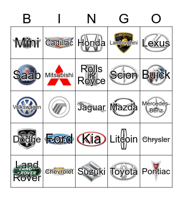 45 Automobile Logos Bingo Game Bingo Card