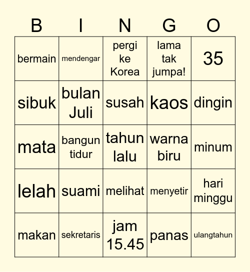 Sesi 31 Bingo Card
