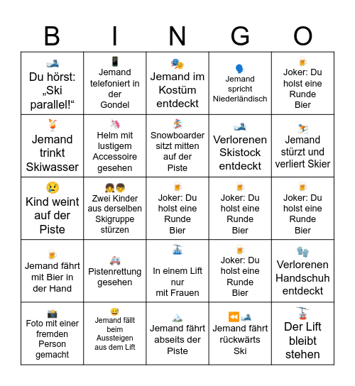 Manuel´s JGA Bingo Card
