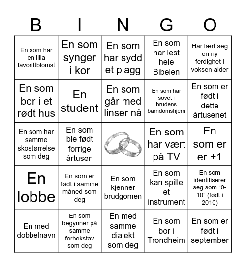 Bli-kjent bingo Card