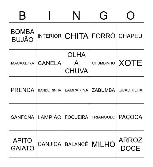 Arraiá do LabPOP Ano I Bingo Card