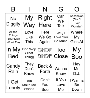 Clubbing R5 Bingo Card