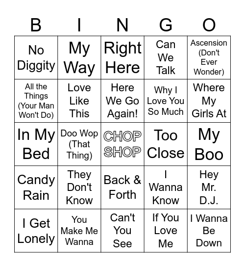 Clubbing R5 Bingo Card