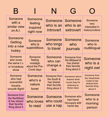 Youth Advisory Council BINGO! Bingo Card