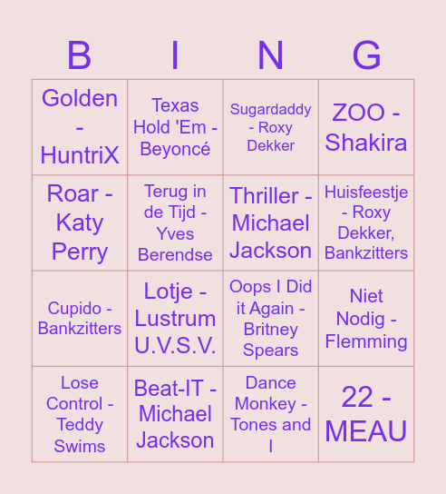 DIONNE'S HITBINGO Card