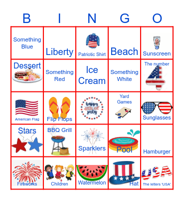 4th of July Bingo Card