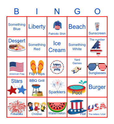 4th of July Bingo Card