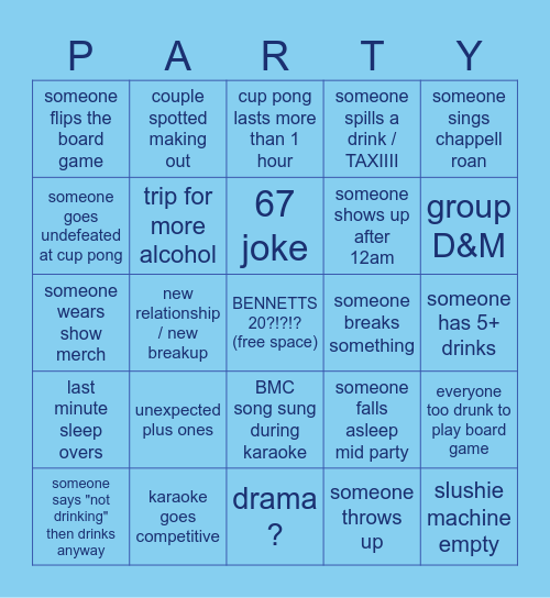 BENNETT BINGO !!! Bingo Card