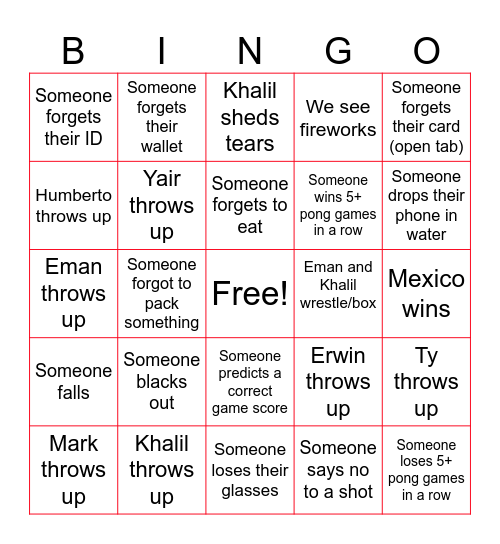PR Bingo Card