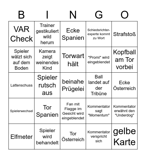 Wilde 13 Fußballabend Bingo Card