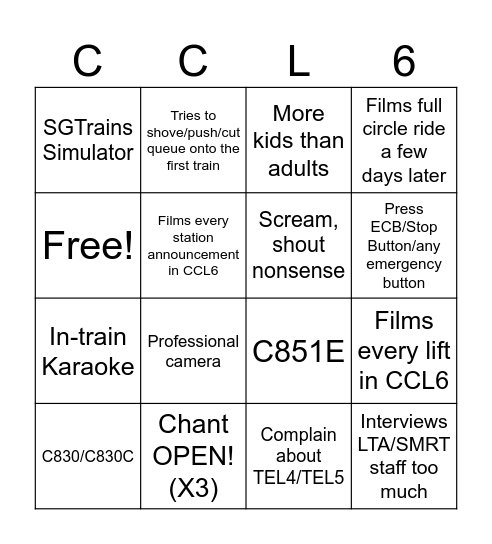 CCL6 Bingo Card