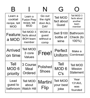 131 MANIAC BINGO Card