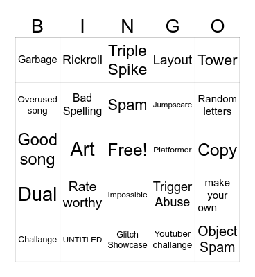 RECENT TAB Bingo Card