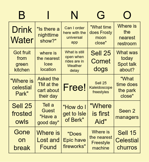 Celestial Bingo Card