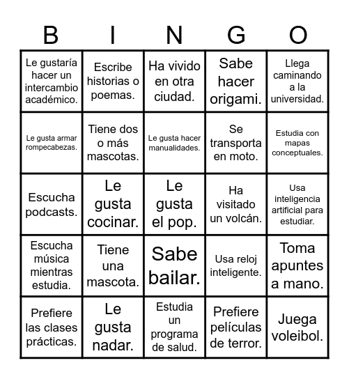 Conecta con Bienestar Bingo Card