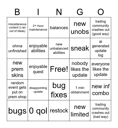 6.2 Bingo Card