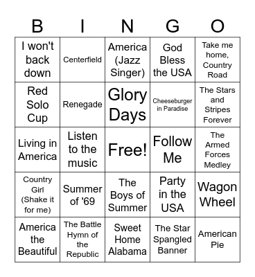 July 4 Bingo Card