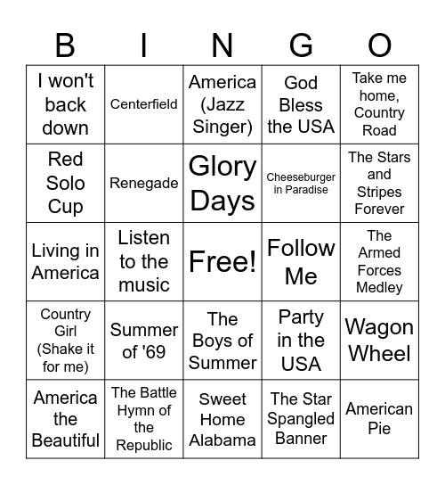 July 4 Bingo Card