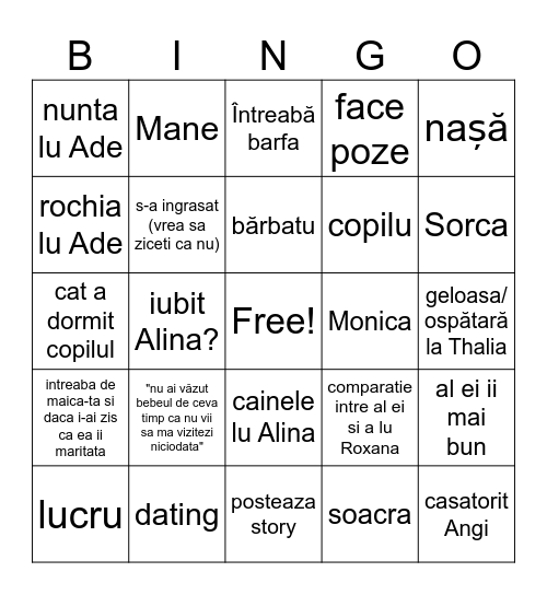 Ana Bingo Card